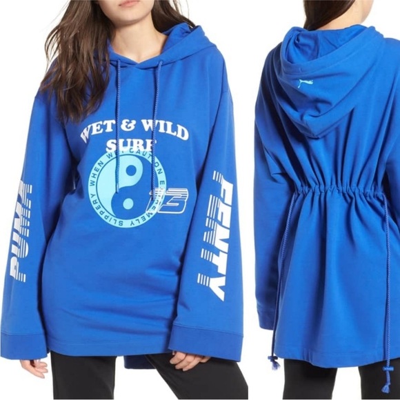 PUMA X FENTY Gathered Drawstring Hoodie Sweatshirt - Picture 1 of 16